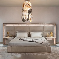 Ensemble de meubles de chambre à coucher de luxe sur mesure : lits Queen et King Size en marbre naturel, design grand écran, dernier modèle, recommandé par les designers