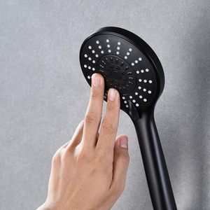 Ensemble de pommeau de douche à main haute pression noir mat avec tuyau de 1,5 m et support sans perçage - Product Image 1