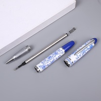 Stylo Cadeau Souvenir de Luxe Style Chinois Motifs Porcelaine Bleue et Blanche Stylo Signature Personnalisé Ensemble de Stylos Cadeaux en Porcelaine Qinghua