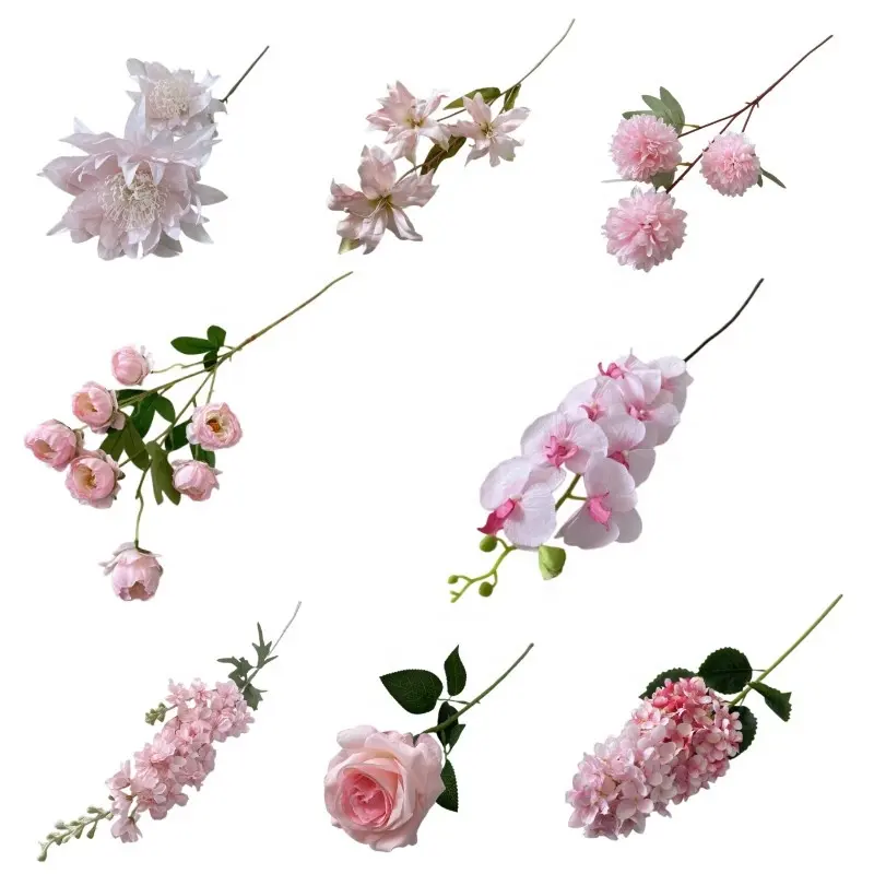 결혼식 아치 훈장을 위한 낭만주의 분홍색 색깔 꽃 실크 식물 인공적인 분홍색 꽃