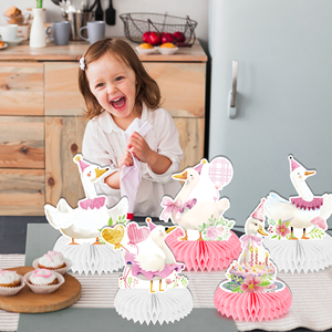Huancai stupidi oca a nido d'ape centrotavola da tavolo Toppers 9 pezzi appesi ventagli di carta per bambini decorazioni di compleanno forniture per feste - Product Image 4