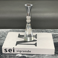 Porte-bougie en cristal de luxe avec coupelle en métal doré et boule de diamant pour table à manger, centre de table de mariage, décoration intérieure, cadeau