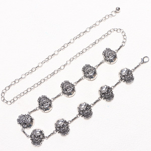 โซ่คาดเอวรูปหัวกะโหลกสำหรับผู้หญิง สีเงินทิเบต แบบชั้นเดียว สไตล์โกธิค แฟชั่นสำหรับงานปาร์ตี้ สไตล์ฮิปฮอป - Product Image 4