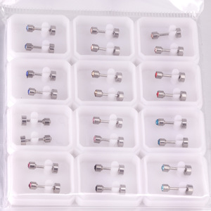 Pendientes de botón chapados en oro con circonita en forma de bola y engaste de bisel para cartílago de la oreja, joyería de regalo, 16 pares - Product Image 4