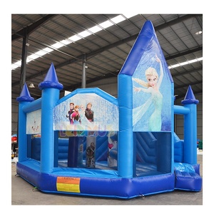 Château gonflable combiné bleu <span class=keywords><strong>Elsa</strong></span> personnalisé pour fête, château gonflable Frozen avec toboggan - Product Image 6