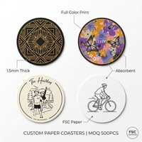 Sous-verres en papier floral botanique imprimés sur mesure, vente en gros, 3,5 pouces, ronds, absorbants, en pulpe, pour bar, avec logo en couleur