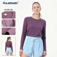 T-shirt pour femme Kuenzi en coton mercerisé à l'azote liquide, col rond, manches longues, 100% coton, 190 GSM, poids lourd, coupe ample