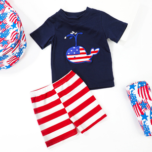 Nouveaux ensembles de vêtements pour enfants pour le 4 juillet, shorts pour enfants, broderie de chien, vêtements pour enfants en vichy rose - Product Image 3
