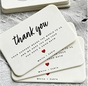 Biglietti di ringraziamento personalizzati in cartoncino patinato per packaging di abbigliamento di alta qualità, servizio di progettazione rapida per piccole imprese - Product Image 2