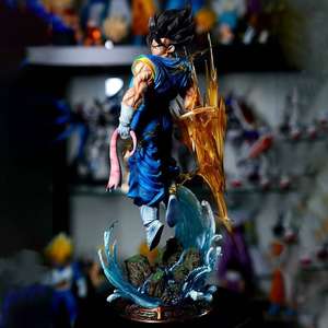 Figurine d'action modèle <span class=keywords><strong>Super</strong></span> <span class=keywords><strong>Saiyan</strong></span> <span class=keywords><strong>Blue</strong></span> Fusion de <span class=keywords><strong>Goku</strong></span> et <span class=keywords><strong>Vegeta</strong></span> avec sculptures de tête interchangeables et base de combat pour les fans - Product Image 6