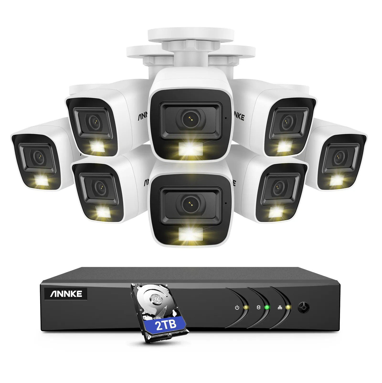 ANNKE 8CH H.265+ 5MP Hybrid 5 in 1 DVR Security Camera System 1080P Audio & Dual Light Outdoor IP67 CCTV Camera with 2TB HDD