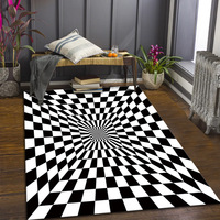 Fashion Rectangle Polyester Checkered Runner Rug Black and White Plaid Rug Indoor