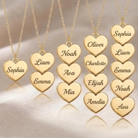 Collar con Nombre de Familia Personalizado, Colgante de Corazón Apilado con Nombres Grabados, Collar para Mamá, Regalo para el Día de la Madre, Joyería
