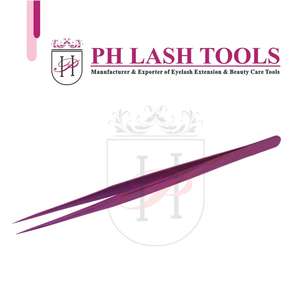 Pincettes professionnelles pour Extension de cils, pinces à épiler lisse, violet, étiquettes vierges, en acier inoxydable de qualité supérieure, 1 pièce - Product Image 5