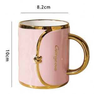 Nordic Gold-Plated Handbag Ceramic <b>Cup</b> Handle Single <b>Cup</b> Large Capacity Classic Cute for <b>Small</b> Opening Gifts Souvenirs Mug Sets - Product Image 4