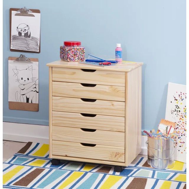 New Arrivals Wood Storage Cart Trolley Craft Storage Cabinet Storage Carts with Drawers and Wheels