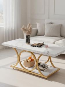 Nouvelle table basse en bois brun avec plateau en métal, design moderne, best-seller, idéale pour votre maison - Product Image 4