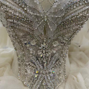 Robes de mariée à col cœur, épaules dénudées, dos lacé, broderie de perles, sequins, fleurs 3D de haute qualité Lsjj89 - Product Image 5