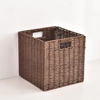 Panier de rangement en corde tressée pliable avec poignée, bac de rangement cubique en osier pour l'organisation