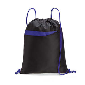 Custom Zipper <b>Drawstring</b> Bag Nylon OEM ODM Logo Printed Sport <b>Drawstring</b> <b>Backpack</b> With Front Pocket - Product Image 2