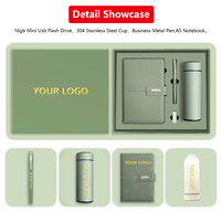 Ensemble cadeau de luxe promotionnel pour entreprise, carnet A5 en cuir PU personnalisable avec logo, stylo, tasse isotherme et clé USB pour la vente en gros