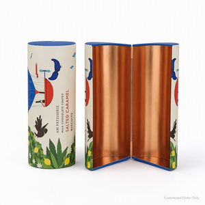 Magnetic Closure Cardboard Tube Paper Round <b>Cookie</b> <b>Boxes</b> for Cake Biscuit Patisserie Packaging - Product Image 1