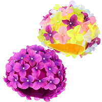 Gorro de Natación para Adultos, Estilo Europeo Americano, Nuevo, de Poliéster, con Diseño de Pétalos, para el Cuidado del Cabello, Gorro de Aguas Termales, Nuevo, Hecho a Mano, con Flores