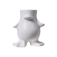 Vase en céramique créatif en forme de pingouin, style crème, fait main, antique, petit, pour décoration de salon ou de bureau, vase hydroponique