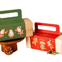 Boîte en carton avec poignée pour emballage de desserts, croissants, gâteaux, tartes aux œufs, muffins, pâtisseries, design fantaisie, prix d'usine, Noël