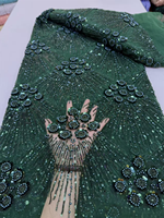 NI.AI fond noir Tulle Net dentelle luxe perlé séquence maille dentelle tissu Nigeria femmes robe de mariée matériel