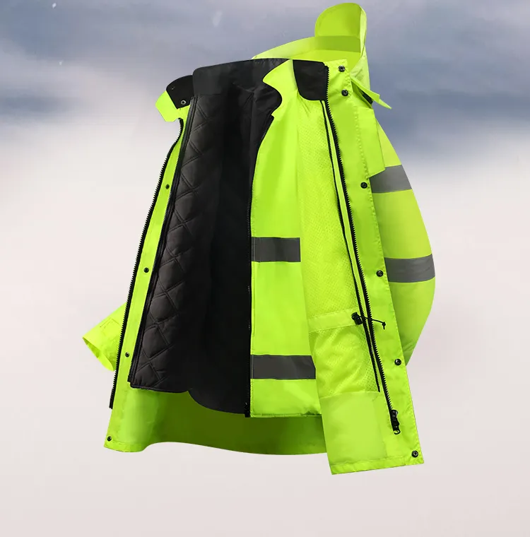 2024 Hi Viz Phản Quang An Toàn Người Đàn Ông Của Mùa Đông Áo Khoác Không Thấm Nước Windproof Dày Parkas Độn Puffer Áo Khoác