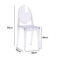 Chaise de salle à manger transparente en acrylique cristal, style fantôme, moderne et luxueuse, pour événements extérieurs, mariages, fêtes, hôtels et banquets