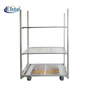 थोक धातु प्रदर्शन फूल ट्रॉली कार्ट सीसी कंटेनर वायर मेष फूल परिवहन ट्रॉली - Product Image 1