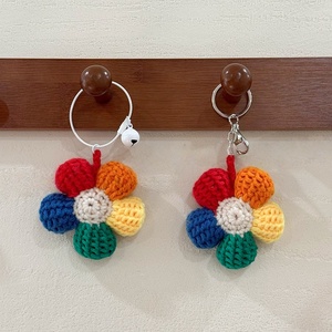 Cute Handmade Crochet Keychains Amigurumi Mini Crochet Flowers Key Chains Crochet Personalized Crochet Key Rings Charm Wholesale - Product Image 2