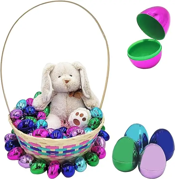 Día de Pascua Festival Decoraciones navideñas Suministros Juegos Colorido Plástico Electrochapado Artesanía Pequeños Huevos de Pascua Cáscara de huevo pintada