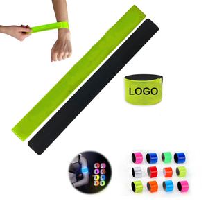 Promotional Custom Logo Printed High Visible Reflective Strap Wristband Reflecting Safety <b>Pvc</b> <b>Strips</b> Slap Wrap Bracelet Band - Product Image 1