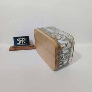 Cubierta Minimalista para Caja de Pañuelos de Resina, Textura de Mármol, Base de Madera, Soporte Decorativo para la Decoración Moderna del Hogar y la Oficina - Product Image 1