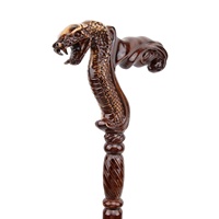 Canne de marche décorative en bois brun Cobra Snake, pour cosplay, fête, Halloween, mace, baguette, croix, 92 cm