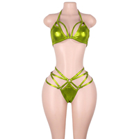 Tenues de danse exotiques scintillantes deux pièces pour femmes, ensembles de lingerie, hauts de bikini éclatants, culottes string, tenues de club et de festival – Vente directe fournisseur