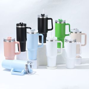 Bouteille isotherme 40oz Amicae bleu clair avec strass et cristaux, en acier inoxydable, style américain, avec poignée, pour la remise des diplômes - Product Image 1