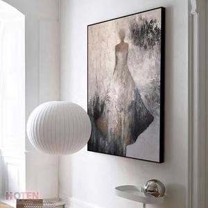 Décoration murale <span class=keywords><strong>de</strong></span> <span class=keywords><strong>portrait</strong></span> <span class=keywords><strong>de</strong></span> <span class=keywords><strong>femme</strong></span> abstraite minimaliste huile acrylique peinte à la main sur toile Style nordique prend en charge la base - Product Image 4