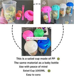 Tasse à salade en plastique transparent avec fourchette pour fruits légumes noix régime repas récipient alimentaire outils de salade nutritifs - Product Image 5