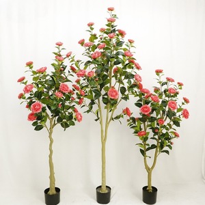 Arbres <span class=keywords><strong>de</strong></span> camélia artificiels en <span class=keywords><strong>pot</strong></span> pour la décoration intérieure/extérieure et l'aménagement paysager, plantes décoratives artificielles - Product Image 1