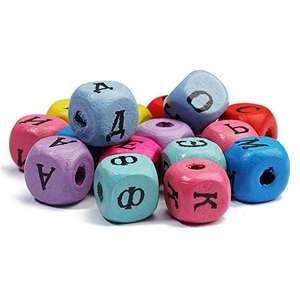 10MM 혼합 색상 러시아어 문자 알파벳 사각형 큐브 천연 나무 스페이서 비즈 DIY 보석 만들기 - Product Image 5