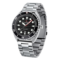 Montres à quartz pour hommes NS Never Stop N983, étanches à 30 m, aiguilles lumineuses, bracelet en acier inoxydable, date automatique, montre-bracelet pour hommes