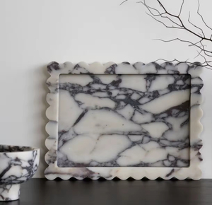 ถาดหินอ่อนธรรมชาติขนาดใหญ่ 40x30x2.5 ซม. ยี่ห้อ SAIDKOCC <span class=keywords><strong>ราคา</strong></span>จริง ถาดใส่ของตกแต่งบ้าน ขอบลายดอกไม้ หรูหรา - Product Image 5