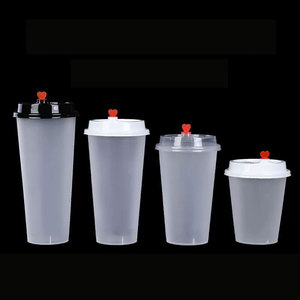 Vasos Desechables de Plástico PP con Tapa, Moldeados por Inyección, para Café, Té de Burbujas, Jugos, Frutas y Otras Bebidas - Product Image 1