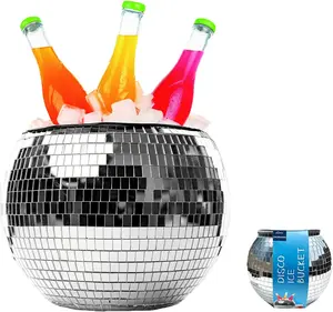 Direkter Großhandels preis Cool Silver Drink Mosaic Mirror Disco Ball Eis kübel