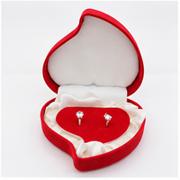 Boîte à bijoux élégante en nylon, faite à la main, personnalisée, imprimée en flocage, en forme de cœur, pour l'emballage de bagues de mariage, de boucles d'oreilles et de colliers, tendance