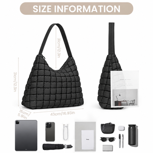 Bolso Tote Acolchado Tipo Hobo para Mujer, Ligero, Resistente al Agua, con Cierre, para Uso Diario - Product Image 3